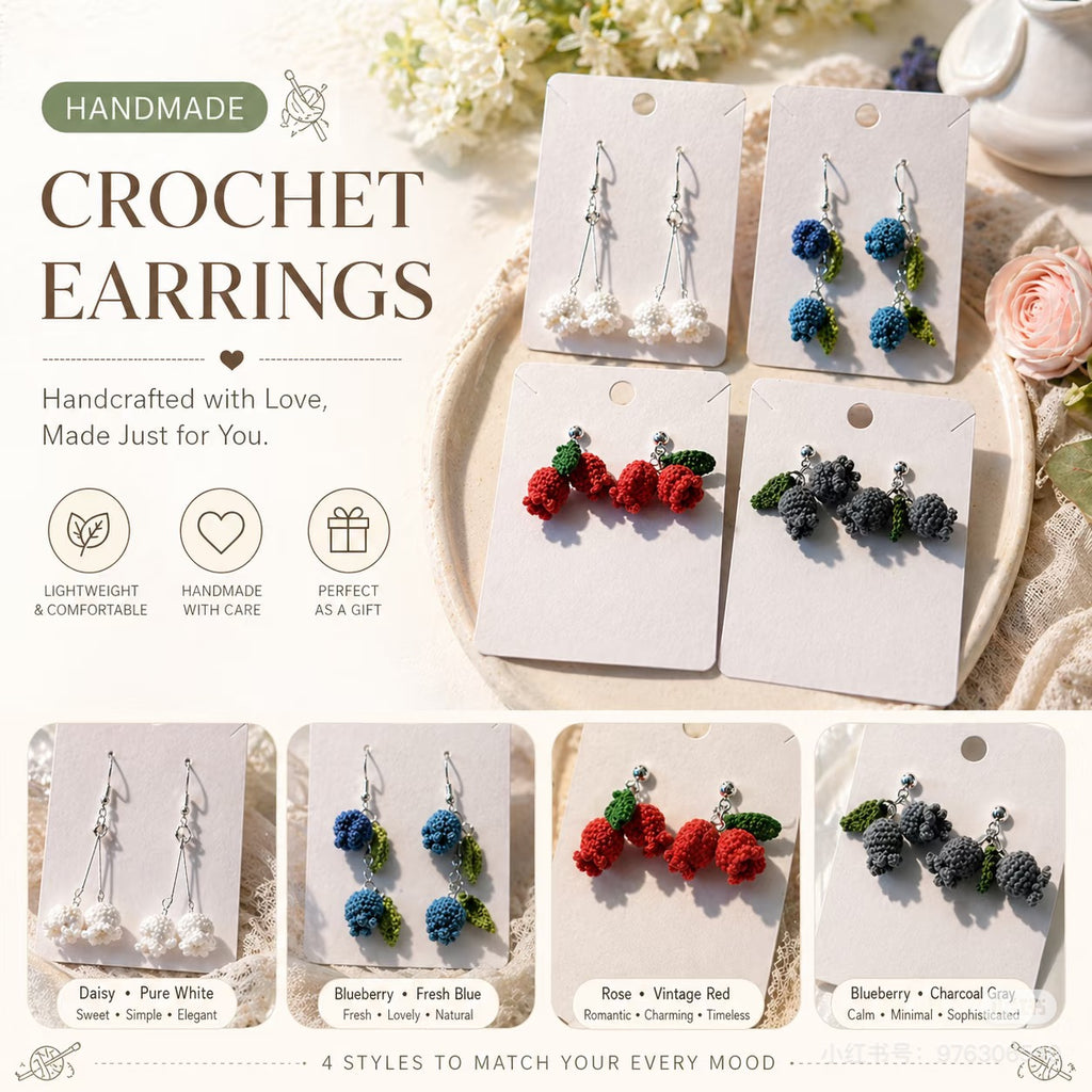 Handmade Crochet Lily of the Valley Earrings | 3 for $18