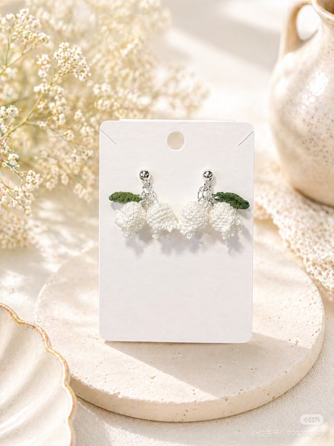 Handmade Crochet Lily of the Valley Earrings | 3 for $18